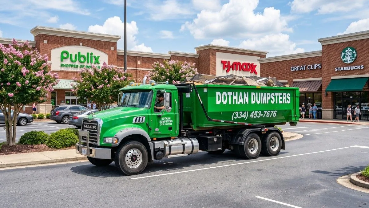 Fast roll-off truck delivery for same day dumpster service in Dothan AL