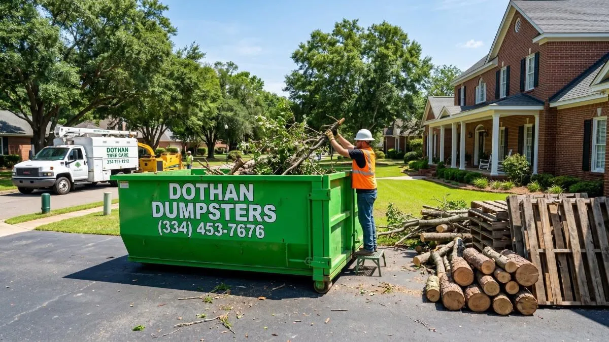 Residential Dumpster Rental 3 Dothan Dumpsters storm cleanup and yard waste removal in Dothan AL